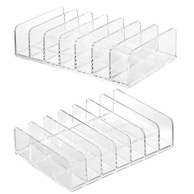 Hipiwe Clear CD Holder - 7 Slot CD Storage Box CD DVD Display Rack Tray Holds up to 14 Standard CD Cases, Tabletop Plast