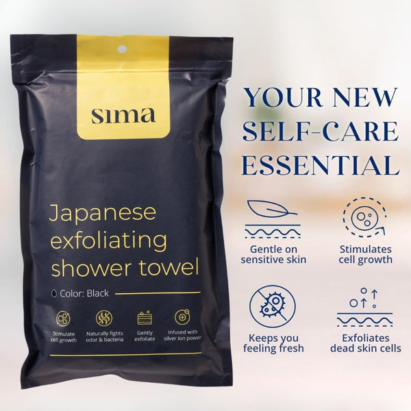 Exfoliating Washcloth Face & Body Scrub Towel - Japanese Exfoliating Towel with Hexagon Fibers, Body Scrubber with 2 Sides for Scrubbing &