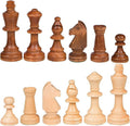 2 in 1 Chess Pieces Wood Chess Pieces + Checker Pieces Without Board (3.5 inches)