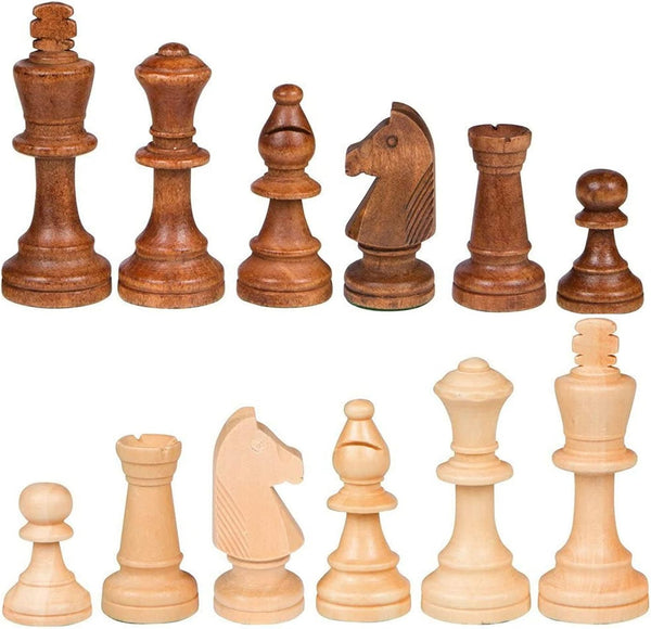 2 in 1 Chess Pieces Wood Chess Pieces + Checker Pieces Without Board (3.5 inches)
