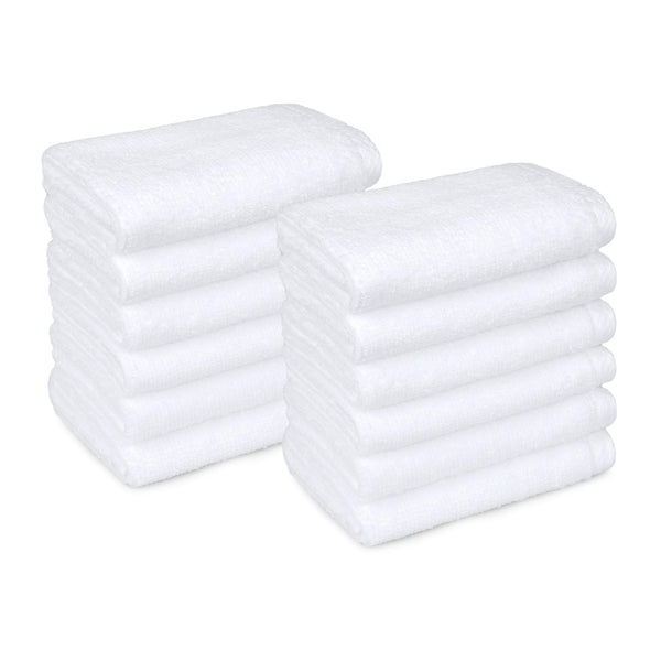 Amazon Basics Cotton Washcloths, Lightweight Quick-Dry, Absorbent Face and Body Towel Set, 12" x 12", White, 12-Pack Washcloth (Pack of 12) 12