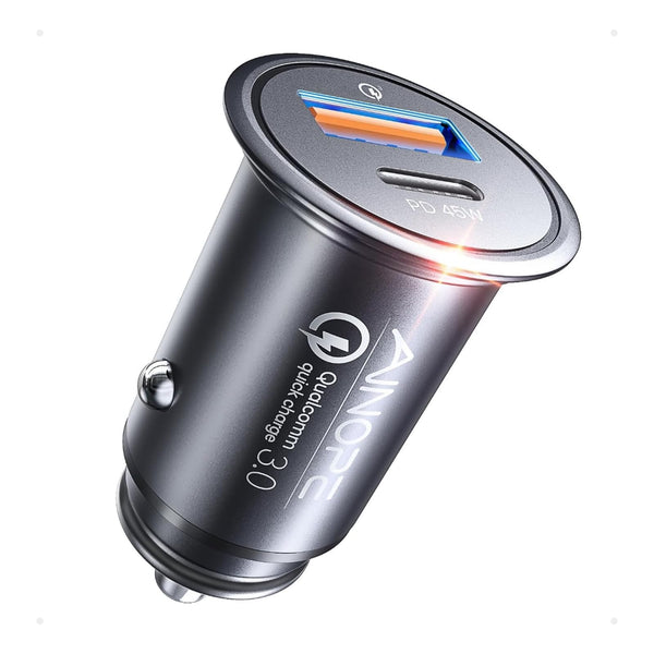 AINOPE 67.5W Cigarette Lighter Adapter Car Charger USB C Fast Charging | [Mini & Metal] PD&QC Cigarette Lighter USB Charger 12V Outlet Plug Socket