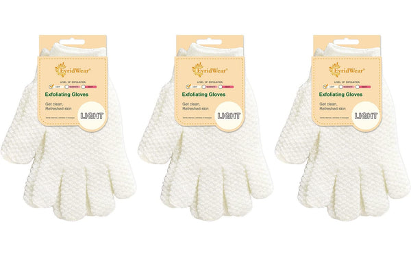 Evridwear Exfoliating Glove for Shower Bath, Body Wash Loofah Gloves Women | 100% Nylon, Thick, Hanging Loop, Exfoliate Dead Skin for Dry