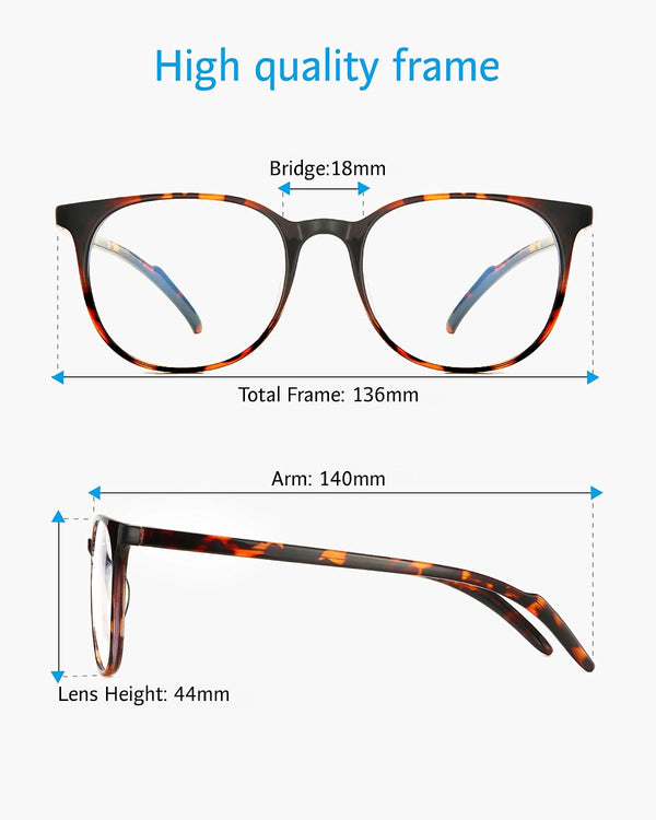 ANRRI Blue Light Blocking Glasses Anti Eye Strain Computer Glasses Filter UV400 Lightweight Frame Eyeglasses for Women Men A1 Tortoise Clear