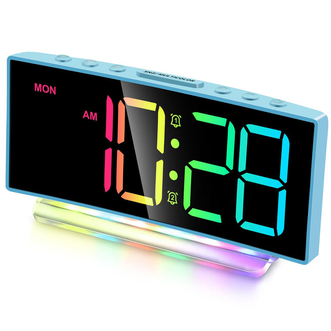 Cadmos Loud Alarm Clock for Heavy Sleepers Adults,Kids,Teens,Digital Desk Clock with USB Port,Large Numbers,7 Color Nigh