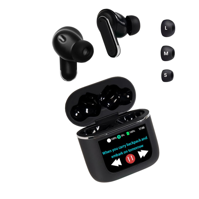Smart Touchscreen Wireless Bluetooth 5.3 Headset, Super Smart Noise Canceling Earbuds, In-Ear Earbuds with Ear Caps, IPX