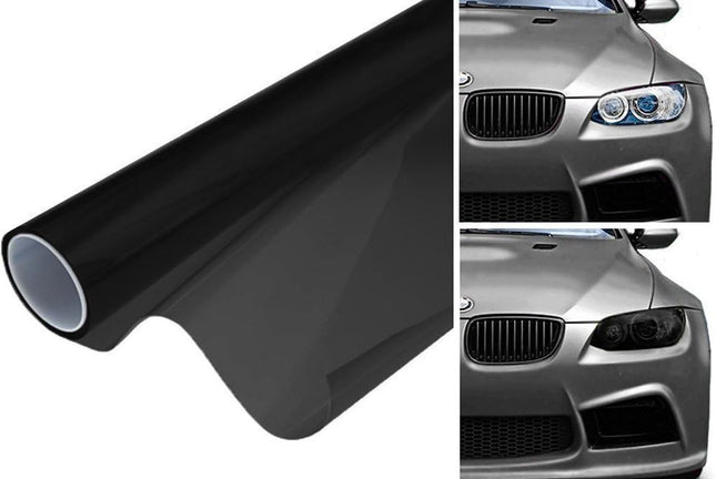 DIYAH 12 X 48 Inches Self Adhesive Headlight, Tail Lights, Fog Lights Tint Vinyl Film (Dark Black)