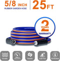 garden hose 25 ft x 5/8", Hybrid Rubber 25ft water hose, Durable, Anti-UV, Sturdy, No-Leakage, Lightweight, Flexible, Heavy Duty garden hoses with