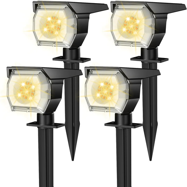 EIUIO Solar Outdoor Lights, 3 Lighting Modes Solar Spot Lights Outdoor with Auto On/Off, Waterproof Landscape Lighting for Garden Yard Pathway