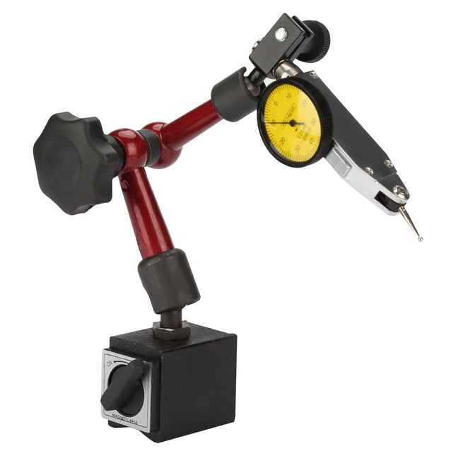 EVTSCAN 0 to 0.8Mm Lever Type Test Indicator with Magnetic Base Set, 32Mm Dial Diameter with Rotating Bezel and 200Mm Fl
