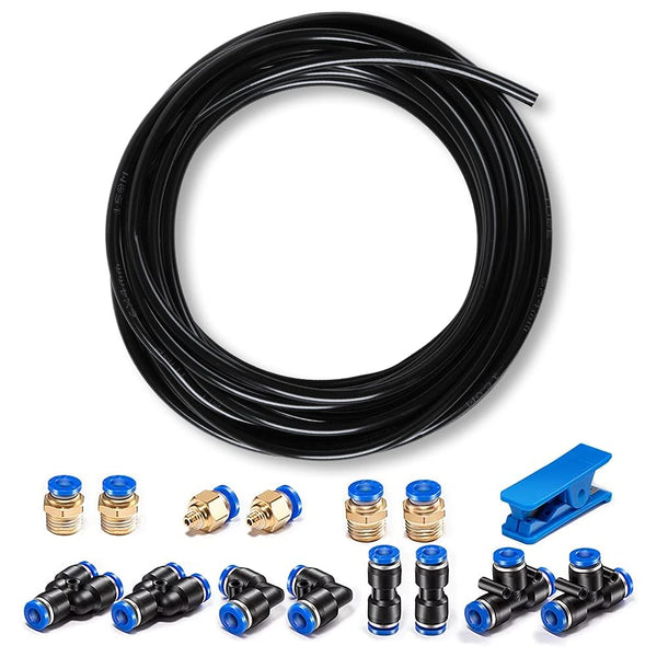 Pneumatic Tubing Black PU Air hose Pipe Tube Kit 6mm OD 4mm ID 39.4ft/12 Meter for Air Line or Fluid Transfer… 6mm OD / 4mm ID × 12m Black