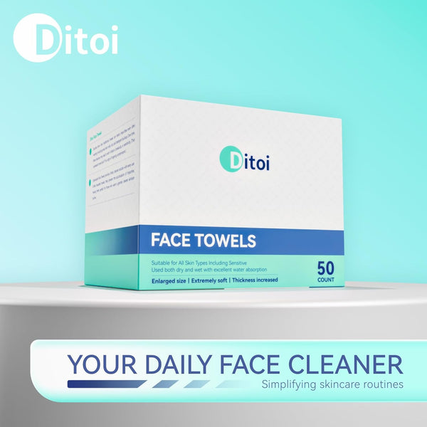 Disposable Face Towels,Ultra Thick Face Towelettes XL, Lint-Free Facial Wipes for Makeup Removal & Gentle Skin Care,50 Count, 10"ÃÂ12",
