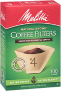 Melitta #4 Unbleached Coffee Filters, Premium, Natural Brown, Flavor Enhancing Coffee Filters for 8-12 Cup Coffee Makers, Kosher Certified,