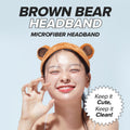 I DEW CARE Face Wash Headband - Brown Bear | Animal Head band for Face Washing & Skincare, Spa Day, Soft & Fuzzy, Cute for Makeup, Shower, Teen