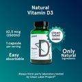 Puori Vitamin D3 with Organic Coconut Oil - 120 X 2500 IU - for Healthy Muscle Function, Bone Health, Immune Support and Calcium Uptake- Non-Gmo