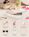 Soimeat Clear Travel Makeup Brush Holder, Leather Makeup Brush Toiletry Bag, Portable Cosmetic Brush Case, Transparent Waterproof Makeup Brush