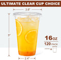 AOZITA 120 Sets - 16 oz Clear Plastic Cups with Lids, Disposable Cups With Straw Slot Lids for Cold Drinks, Milkshake, Smoothie, Iced Coffee and