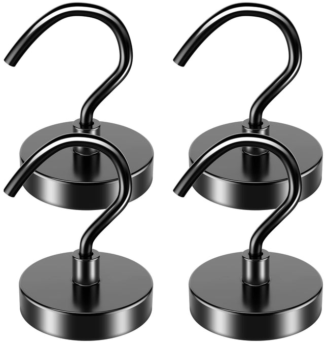 VNDUEEY 4 Pack 110 Lbs Magnetic Hooks Heavy Duty Neodymium Magnet Hook, Strong Magnetic Hooks for Hanging, Rust Proof Ma