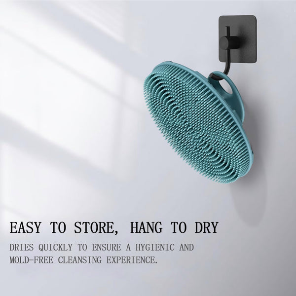 INNERNEED Food-Grade Soft Silicone Body Scrubber Shower Brush, Dark Green | Handheld Cleansing Skin Brush, Gentle Exfoliating and Lather Well,