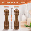 Wood Salt and Pepper Grinder Set, Salt Mill Pepper Grinder Set, Pepper Mill, Salt Shakers with Adjustable Ceramic Rotor- Oak Wood Pepper Grinder