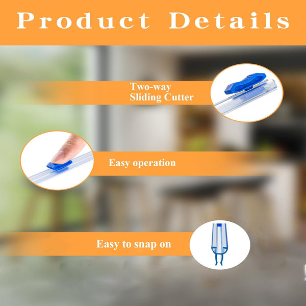 Plastic Wrap Cutter Slide Cutter - Reusable Snap-On Sliding Cutter Fit 12 Inch Plastic Wrap Foil Wax Paper Parchment Paper Barbecue Paper Baking