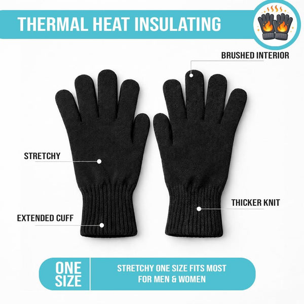 12 Pairs Winter Gloves, Adult Warm Knit Unisex Stretchy Bulk Pack Mens Womens Magic Glove 12 Pairs Touch Screen Assorted