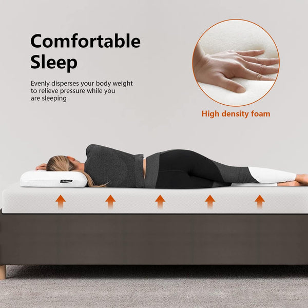 PayLessHere | 5 Inch Full Mattress | Medium Firm Base Foam Mattress | Removable Washable Zipper Cover | Breathable & Comfortable | White | Bed in