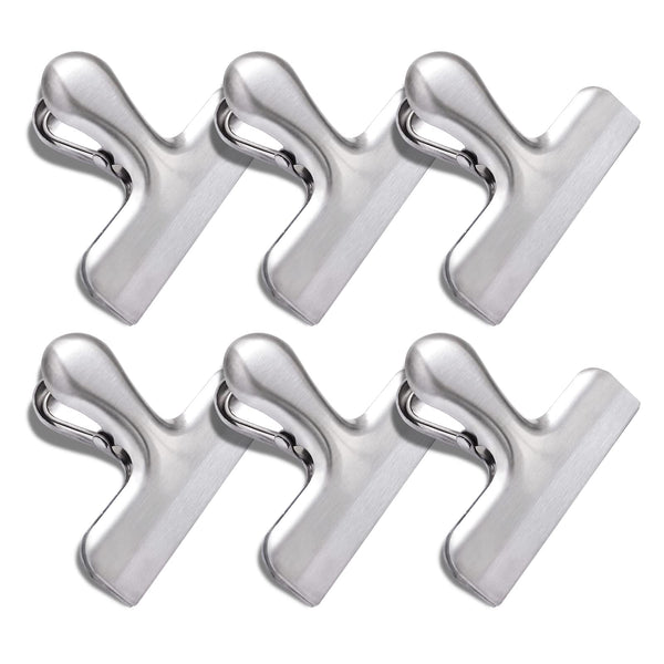 6 Pack Bag Clips, Stainless Steel Chip, Chip Clips Food Clip, Heavy Duty Air Tight Seal Kitchen Clip Snack Food Bag Clamp 6 Packs Sliver