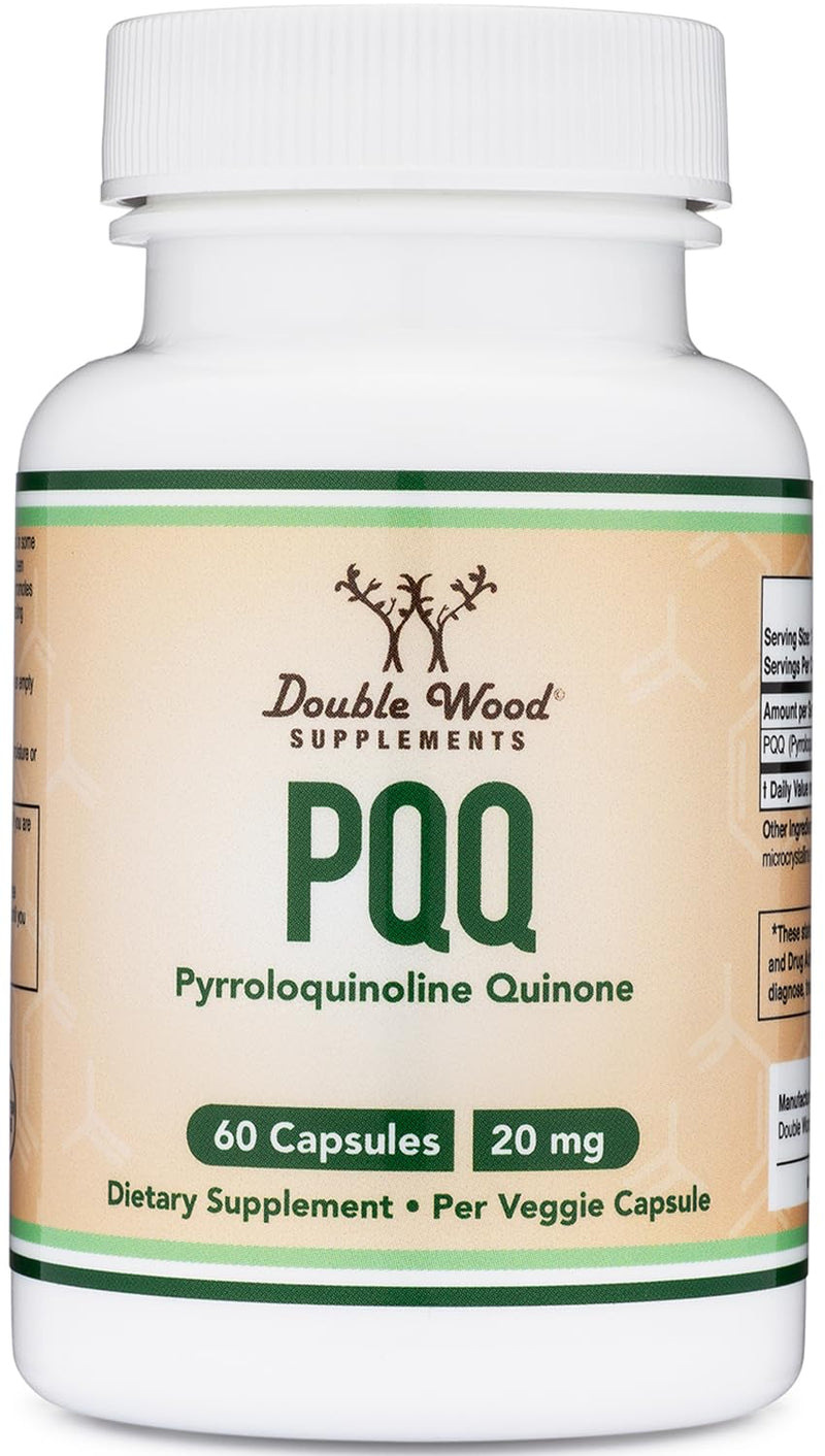 PQQ Supplement - 20Mg, 60 Capsules (Pyrroloquinoline Quinone) Promotes Mitochondria ATP Coenzyme Levels, Energy Optimizer and Sleep Support
