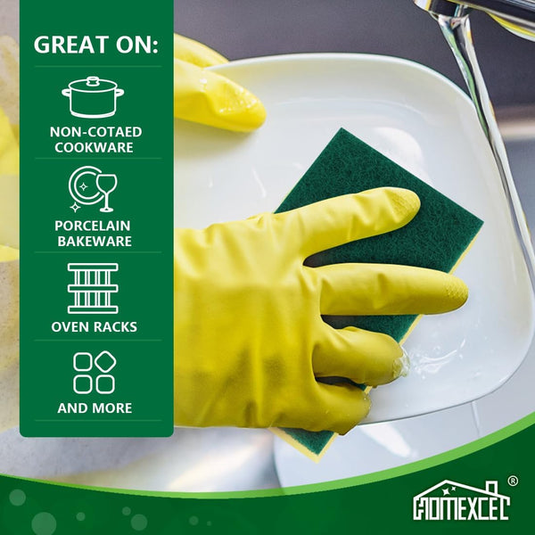 HOMEXCEL Heavy Duty Scrub Sponges Kitchen 60 Count, Extra-Large Sponges for Cleaning Kitchen and Household, Dish Scrubber for Washing Dishes, Pots