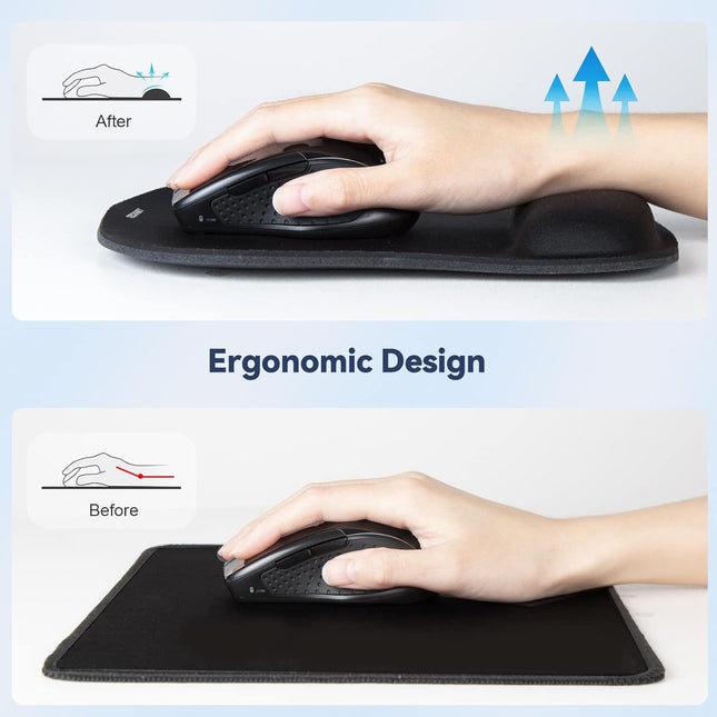 Mouse Pad with Wrist Support, TECKNET Ergonomic Gaming Mouse Pad Pain Relief, Po