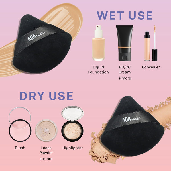 AOA Studio Velvet Puffs Makeup Puff Set of 6 Loose Powder Body Powder, Velour Makeup Blender Sponge Foundation Blending Sponges Set Beauty Makeup
