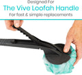 Vive Loofah Sponge Replacement (4 Pk) Shower & Bath Pouf Scrubber for Back & Body Exfoliation, Works with Vive Interchangeable Loofa Handle Long