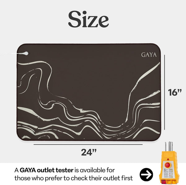 GAYA Grounding Mat for Feet, Sleep & Pain Relief, 24x16 Earthing Mat | 15ft cord with 100K Ohm safety resistor, 3-layer conductive carbon build,