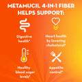 Metamucil On-The-Go, Daily Psyllium Husk Powder Supplement, Sugar-Free Powder, 4-in-1 Fiber for Digestive Health, Orange Flavored Drink, 44