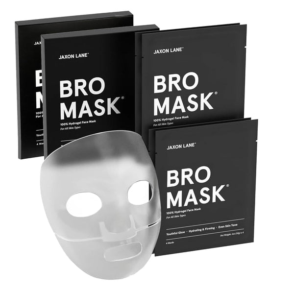 JAXON LANE BRO MASK Premium Korean Face Mask for Men (4 x 1 Pack) - Anti Aging Sheet Masks w/Hydrogel, Vitamin C, Hydrolyzed Collagen, &