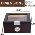 Premium Cigar Humidor for 25-50 Cigars - Elegant Humidor Humidor with Hygrometer and Humidifier - Cedar Lined Cigar Box for Optimal Humidity