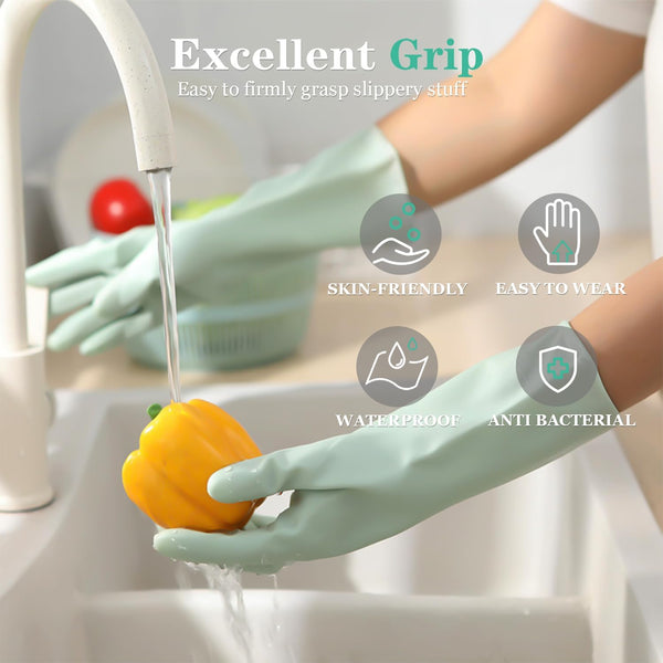 URSMART Reusable Household Gloves - Waterproof Rubber Latex Cleaning Laundry Gloves Dishwashing Gloves for Kitchen Dish Washing Laundry Cleaning