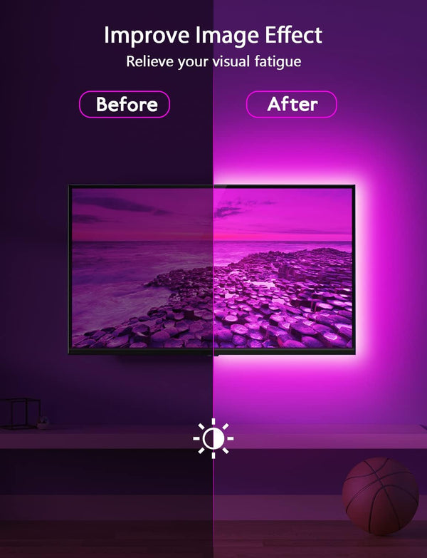MATICOD LED Lights for TV Led Backlight, 9.84ft RGB Led Strip Lights USB TV Lights Behind 32-43in, APP Remote Control Music Sync TV Led Light for