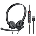 USB Headset with Microphone for PC Laptop - Wired Computer Headphones with Noise Cancelling Microphone for Home Office Online Class Skype Zoom