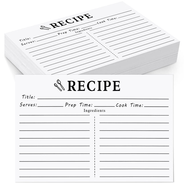 70 Count Recipe Cards 4X6 White, Double Sided, Blank for Bridal Shower and Wedding