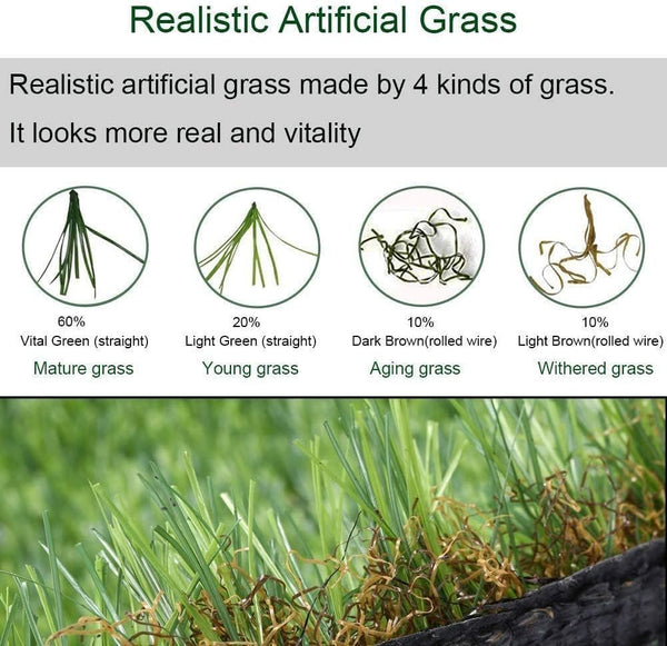 Petgrow Customized Sizes Artificial Grass Turf 3FTX10FT(30 Square FT) - Indoor Outdoor Garden Lawn Landscape Balcony Synthetic Turf Mat - Thick