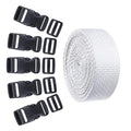 5 Set Each of 1 Inch Flat Side Release Buckles and Tri-Glides with 5 Yards of Nylon Webbing Straps - Ideal for DIY Luggage Straps, Pet Collar,