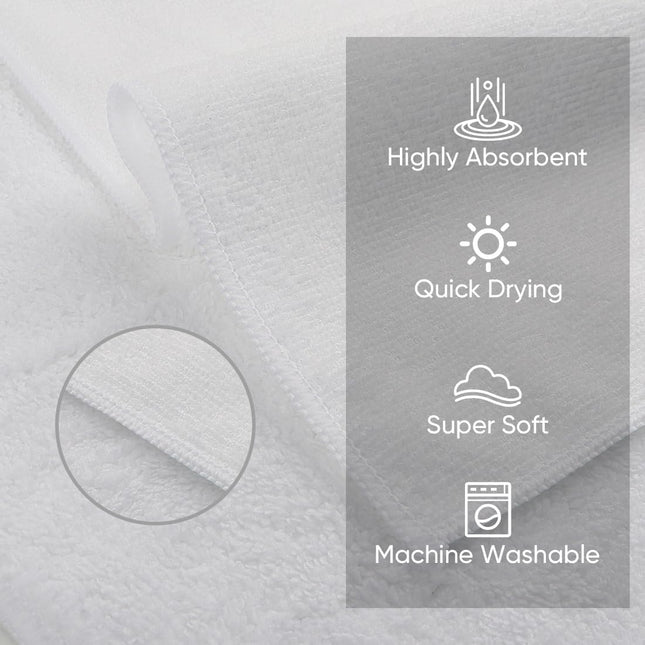 HOMEXCEL Microfiber Washcloths 12 Pack, Highly Absorbent and Soft Face Towel, Multi-Purpose White Wash Cloths for Bathro