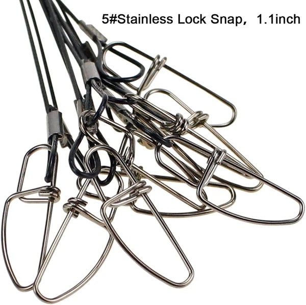 Joyiii 20Pcs 19inch Over 100Lb Fishing Wire Leaders Heavy Duty Fishing Stainless Steel Wire Leaders with Swivels and Snaps