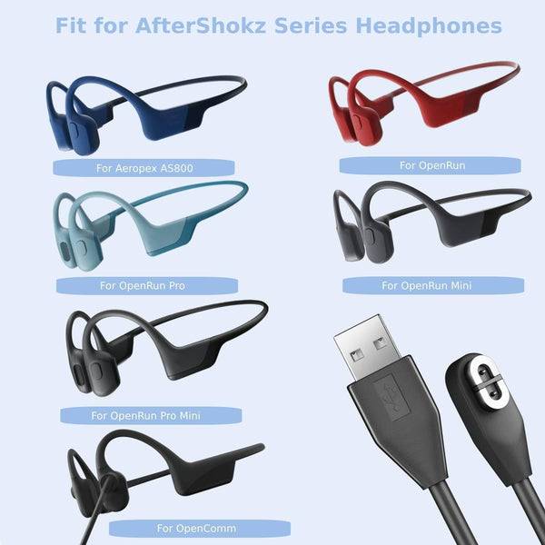 HCHNH Replacement for Shokz Headphones Charging Cable, 2 Pack Charger for Shockz Aftershokz Open Run Headphone, 3.3ft Magnetic USB Cord Black