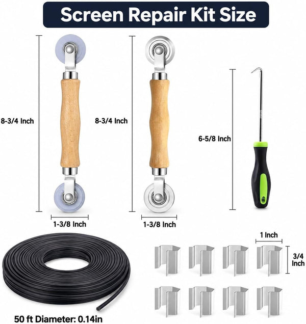 King&Charles Window Screen Replacement, 6in1 Window Screen Door Repair Kit 48"×118" Gray