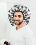 Auban Shower Cap, Shower Cap for Women Terry Cloth Lined EVA Exterior Reusable Double Layer Waterproof, Large Bath Hair Cap, Hotel Travel
