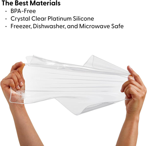 W&P Reusable Silicone Stretch Wrap, 1 Box with 3 Wraps (7x8, 10x11, 13x14), Oven, Dishwasher, Microwave & Freezer Safe, BPA Free Stretch Wrap Set
