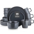Stone Lain Coupe Stoneware Dinnerware Set, Service for 4, Gray Matte Dinnerware Set Service For 4 Gray Matte